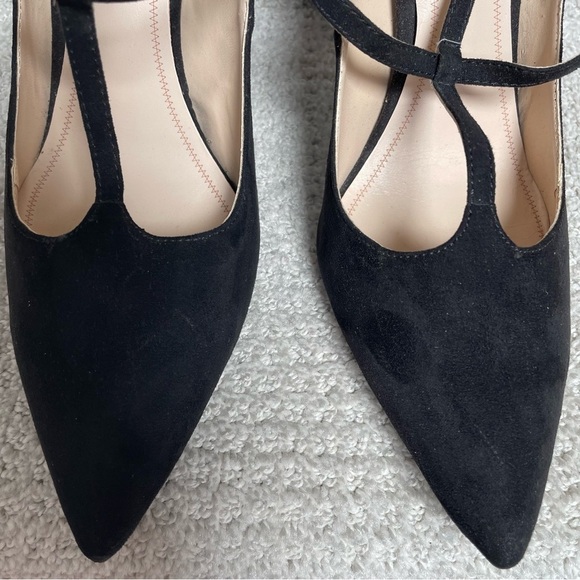 Zara Basic Black Suede Strappy Silver Hardware 4" Stiletto Heels Sexy Evening - Picture 4 of 16